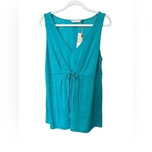 Tommy Bahama Sleeveless Linen Tie Front Top, Large